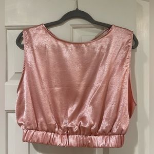 Crop Light Pink Shirt with Open Back
